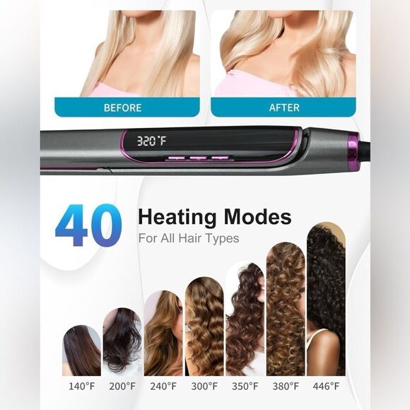 2 In 1 Hair Straightener Flat Iron Curler Waver With Negative Ion Stylin… - Picture 6 of 11